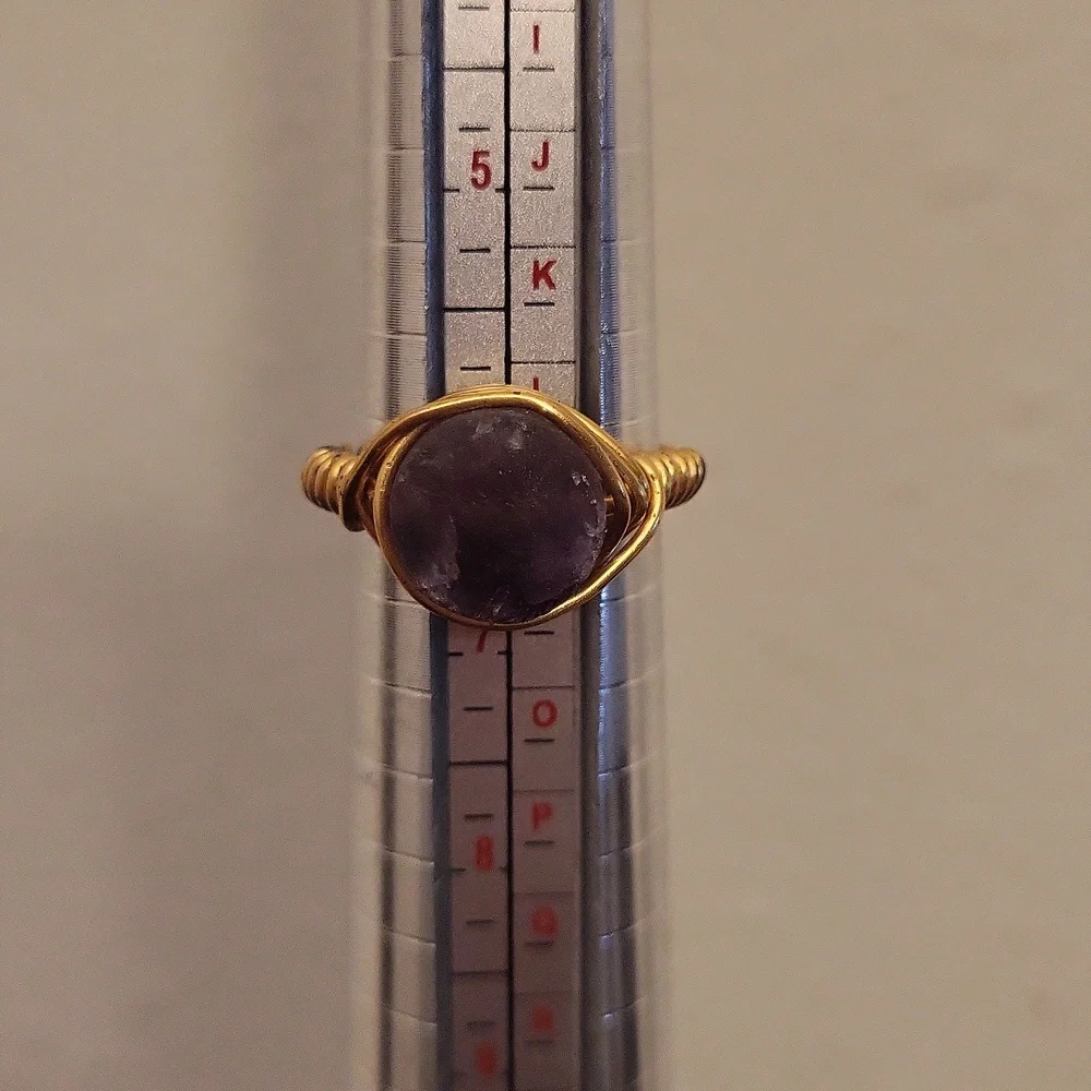 Raw Amethyst Gemstone Wire Wrap Ring